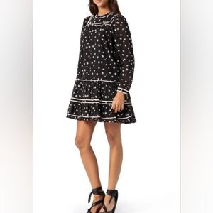 NWT Joie Bessin Black Floral Long Sleeve Dress